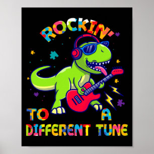 Poster Rex Dinos Conscientização do Autismo Balançando ao