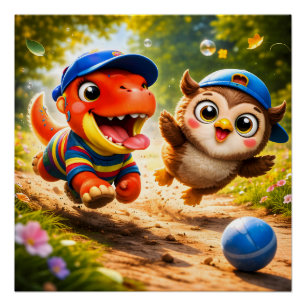 Pôster Rex e hoot diversão no parquinho vibrante parede d