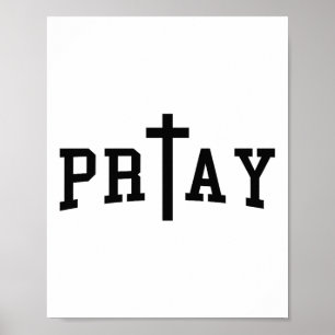 Poster Rezar à Arte Cristã Cruzada Citação Cristã Religio