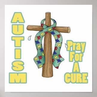 Pôster Rezar pela Consciência do Autismo para uma Cura
