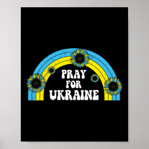 Poster Reze Por Ucrânia Girassol Azul Amarelo Arco-íris R