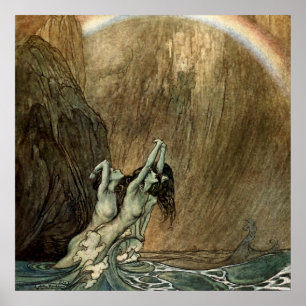 Poster Rhinemaiden do "Anel" de Wagner por Arthur Rackham