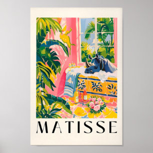 Poster Rhino Impressão, Pink Tropical Decor, Matisse Post
