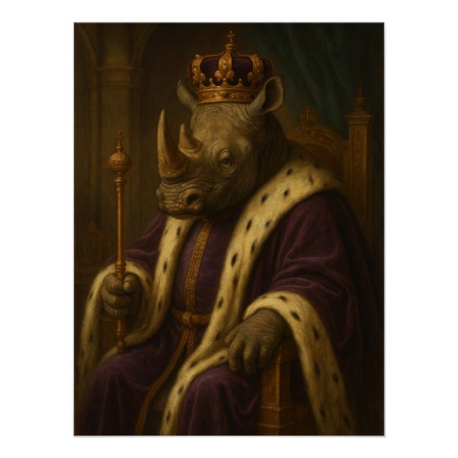 Pôster Rhino King | Anthropomorphic Royal Portrait (Frente)