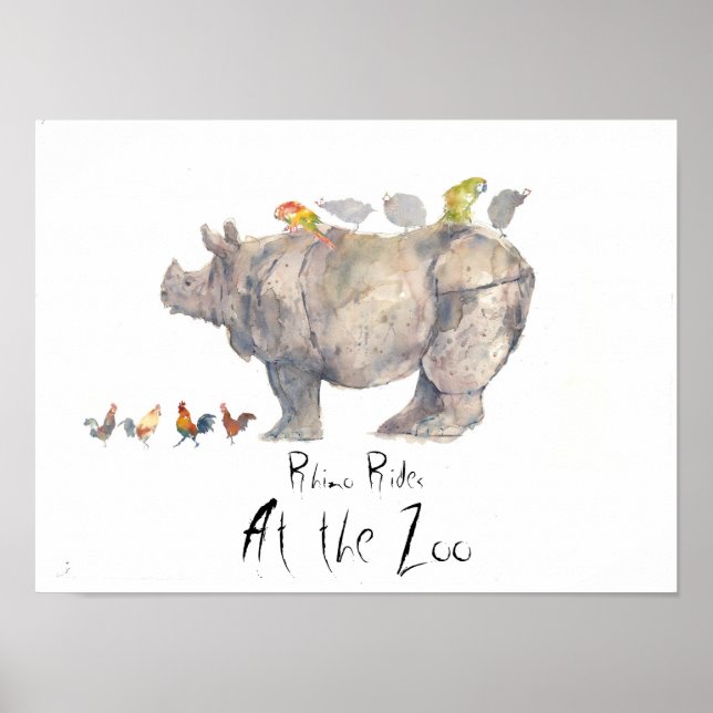 Poster RHINO, Rhino Rides, no Zoo (Frente)