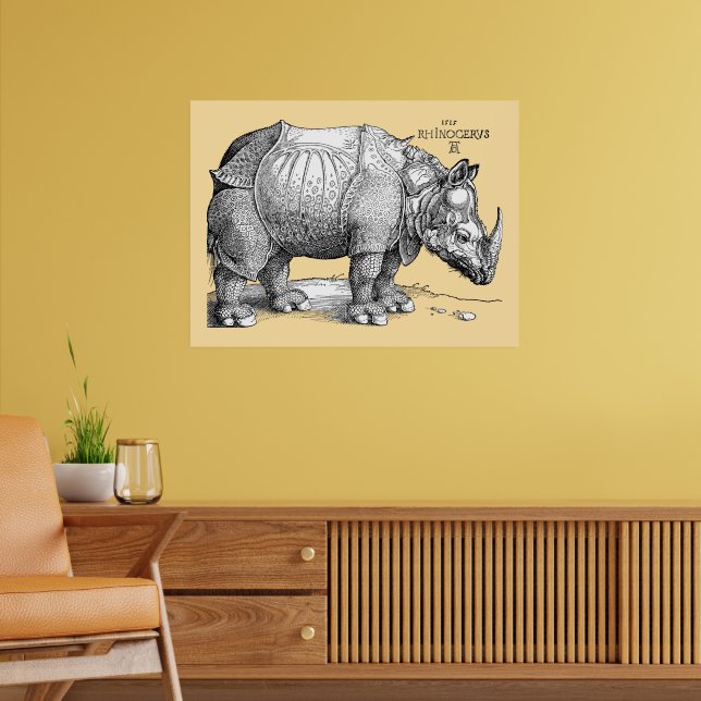 Poster Rhinoceros by Albrecht Dürer 1515 Woodcut (Sala de Estar 2)