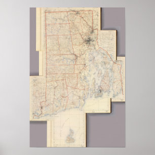Poster Rhode composto - mapa da ilha