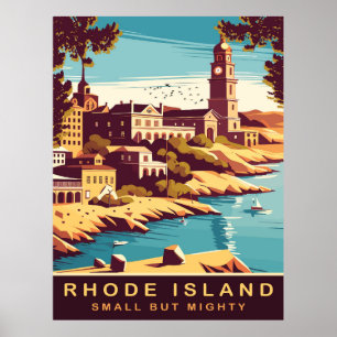Poster Rhode Island, New England, City by the Coast,
