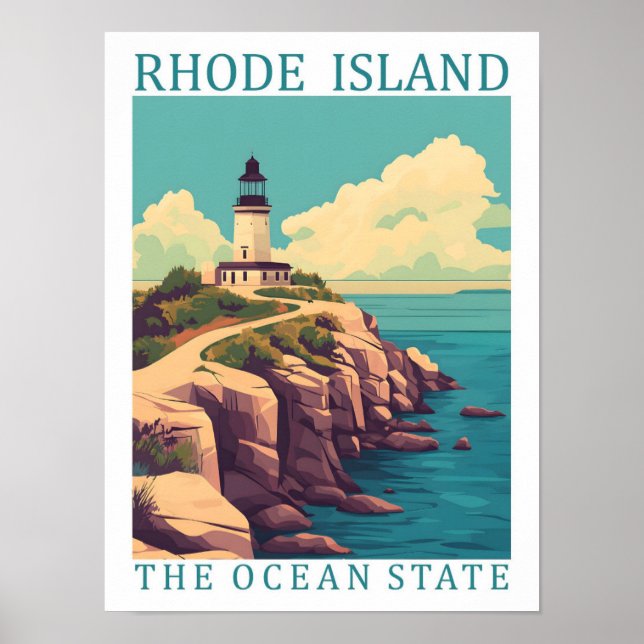 Poster Rhode Island no Oceano Estado dos EUA Viagem (Frente)