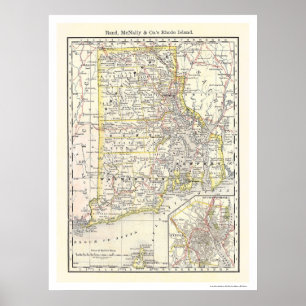 Pôster Rhode - mapa 1875 da estrada de ferro da ilha