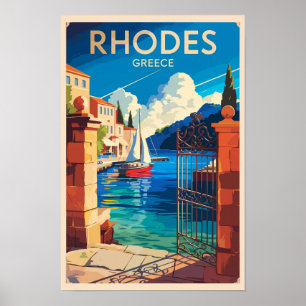 Poster Rhodes Grécia Art Vintage