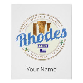 Pôster Rhodes Grécia Vintage Island Aegean Souvenir