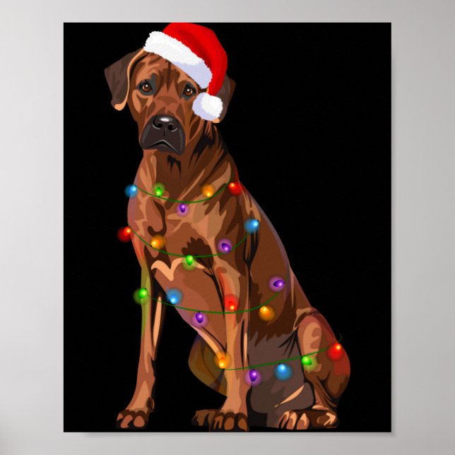 Poster Rhodesian Ridgeback Christmas Lights Xmas Dog Love (Frente)