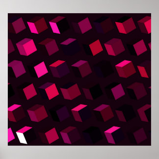 Poster Rhombus Rosa Escuro: Decor Abstrato de Gradiente