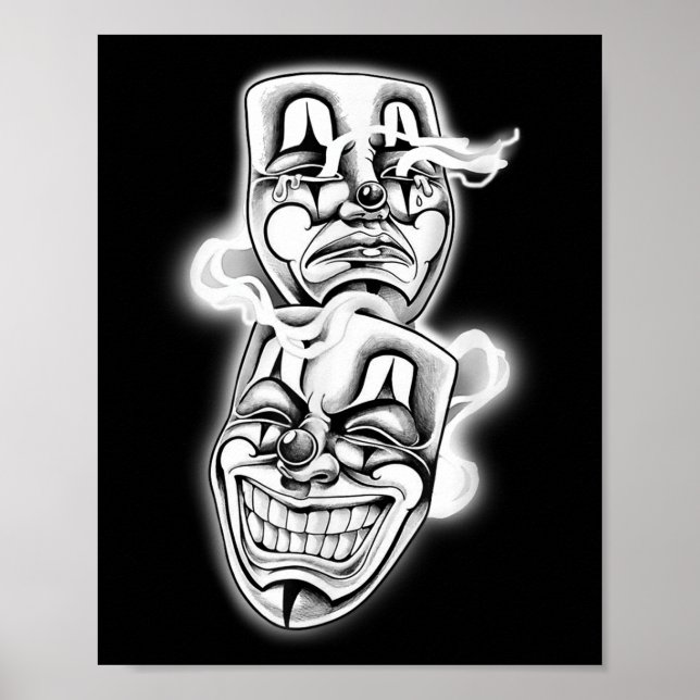 Poster Ria Agora Chore Mais Tarde Chicano Tattoo Flash (Frente)