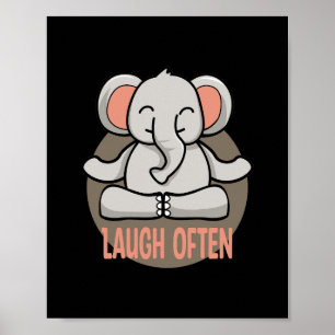 Poster Ria muitas vezes o bebê elefante Kawaii fazendo po