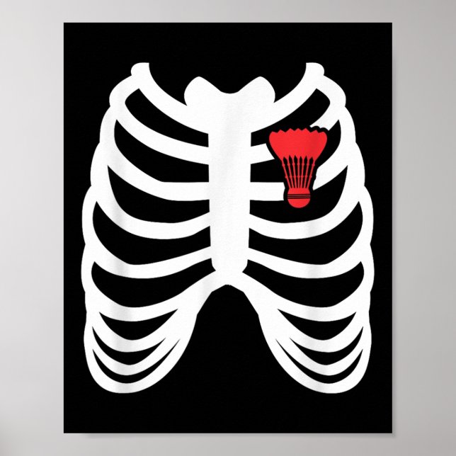 Poster Rib Cage Funny Badminton Player T Shirt Gift  (Frente)