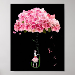 Poster Ribbon de Flores Conscientização do Câncer de Mama