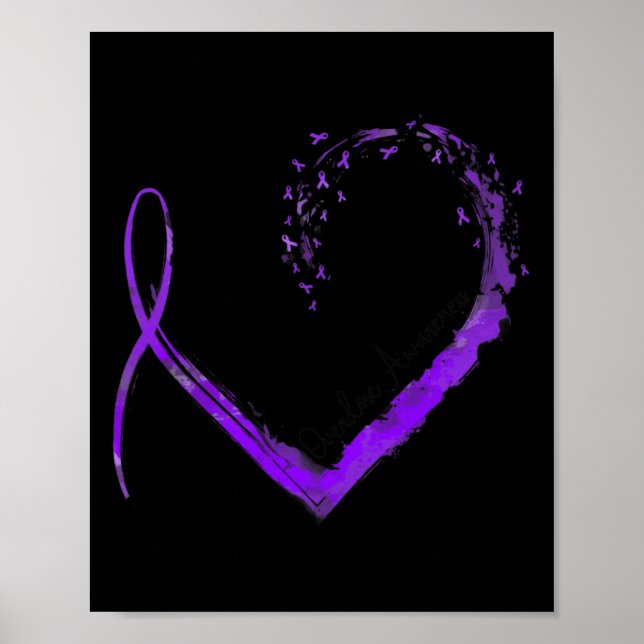 Poster Ribbon Heart Overdose Awareness 1  (Frente)