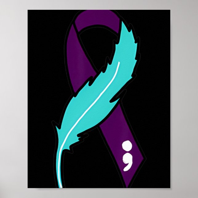 Poster Ribbon Suicide Awareness Mental Health For Men Wom (Frente)
