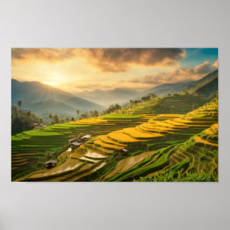 Poster Rice Terraces Sunrise