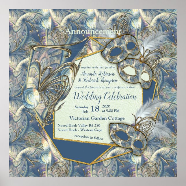 Poster Rich Rococo Alivios e Máscaras Dourados Românticos (Frente)