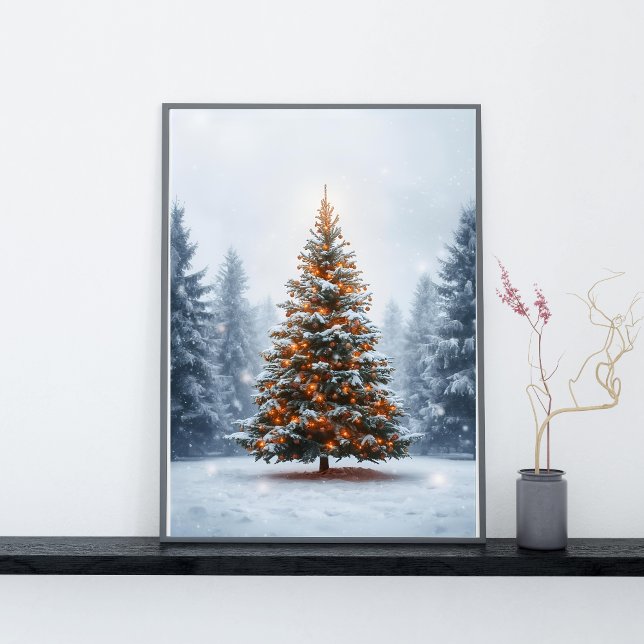 Poster Richly Decorated Christmas Tree in Winter (Criador carregado)