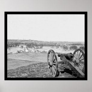Poster Richmond, Virgínia da ilha de Bell com arma 1865