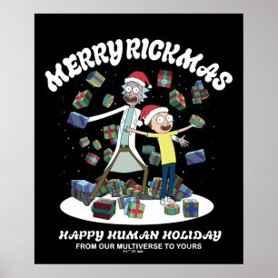 Poster Rick e Morty Felizes de Rickmas presentes