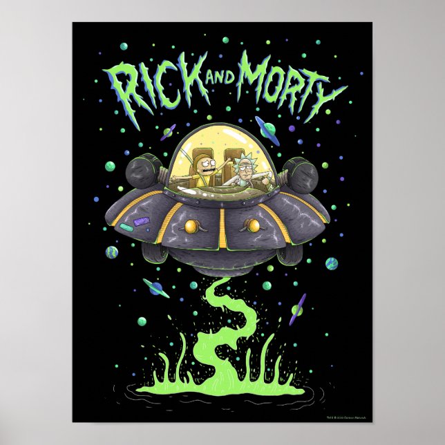 Poster RICK E MORTY™ | Gráfico de Voo Espacial Ilustrado (Frente)