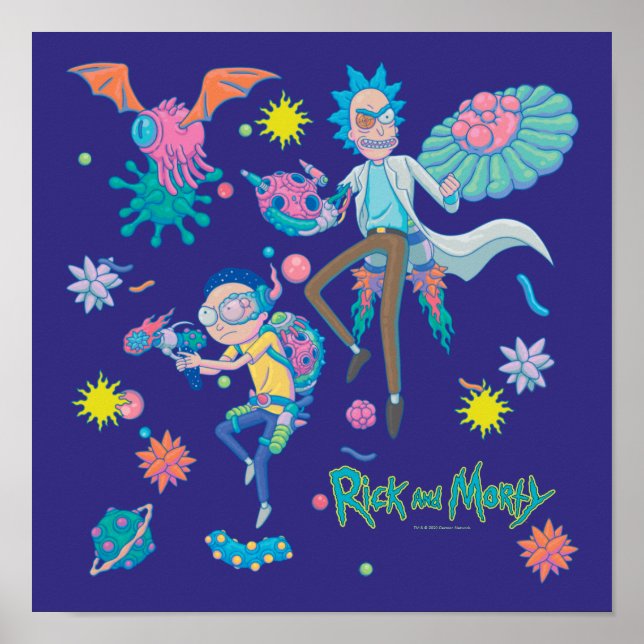 Poster RICK E MORTY™ | Padrão Entre Células Infectadas (Frente)