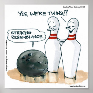Poster Rick London Cartoons Engraçado Bowling Comic