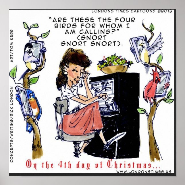 Poster Rick London Ernestine Chamando Birds Xmas (Frente)