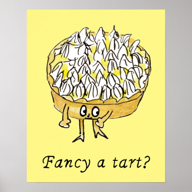 Poster Rico a Tart Funny Quirky Lemon Meringue Pie Art (Frente)