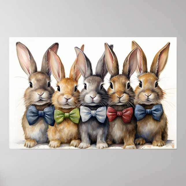 Poster Rico Bunny Arco Tie Watercolor (Frente)