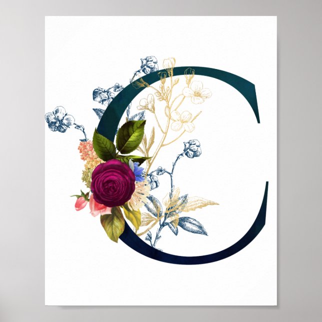 Poster Rico Floral - Letra 'C' (Frente)