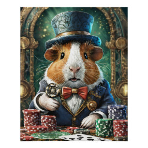 Pôster Rico Pants tem uma Flush, Guiné Pig jogando pôquer
