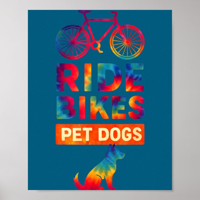 Poster Ride Bikes Pet Dogs Bicycle Cycling Biking Dog Lov (Frente)