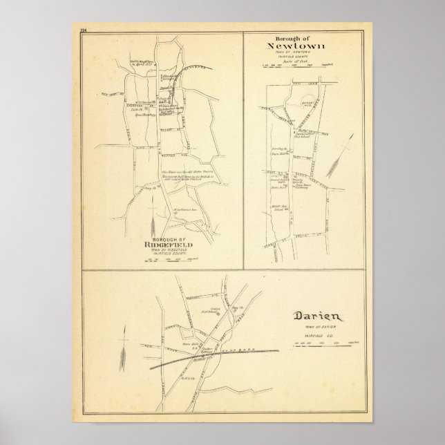 Pôster Ridgefield, Newton, Darien (Frente)
