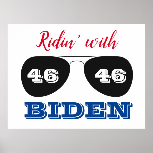 Poster Ridin' com Biden 46 Óculos de sol Aviador (Frente)