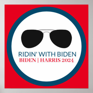 Poster Ridin' com Óculos de Aviador Biden 2024