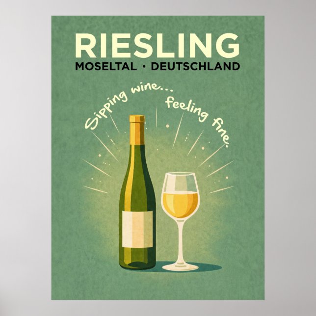 Poster Riesling Verde Viagem Vintage (Frente)