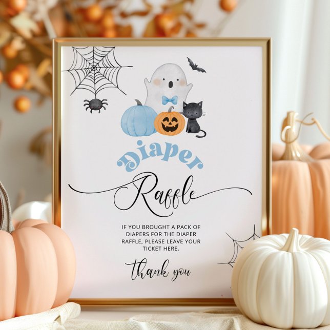 Poster rifa de fralda Little Boo Halloween Azul (Criador carregado)