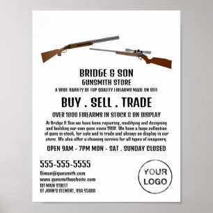 Poster Rifle & Shotgun, Gunsmith, Publicidade De Gunstore