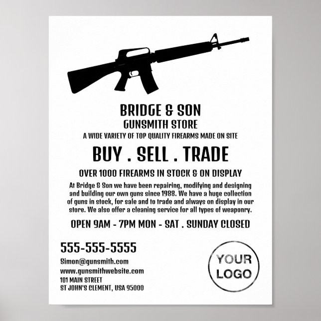 Poster Rifle Silhouette, Gunsmith, Publicidade De Gunstor (Frente)