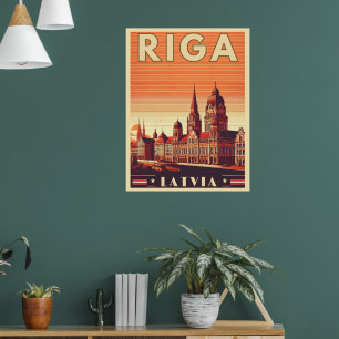 Poster Riga City, Letónia, presentes de vintagem na cultu