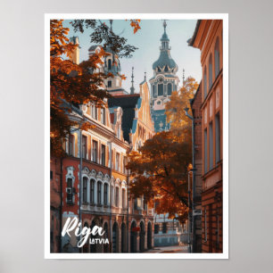 Poster Riga Latvia Art viagem famoso