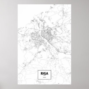 Pôster Riga, Latvia (preto no branco)