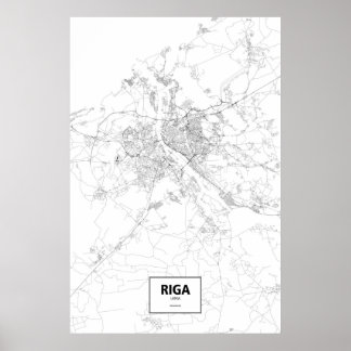 Pôster Riga, Letônia (preto no branco)