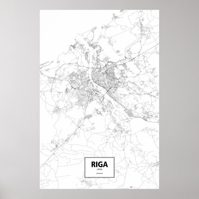 Pôster Riga, Letônia (preto no branco) (Frente)